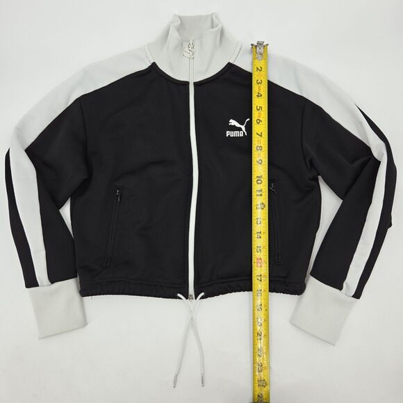 PUMA Iconic T7 Crop Jacket Womens Size Small Black White Retro Sportswear Soccer - Picture 6 of 9